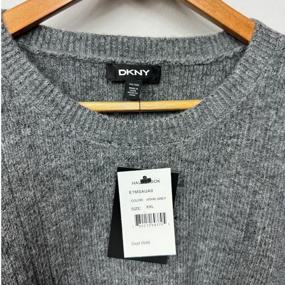 DKNY Rib Knit Sweater in Heather Grey Plus Size XXL - Picture 4 of 8